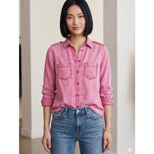 EXPRESS Pink Boyfriend Button Down Shirt XS